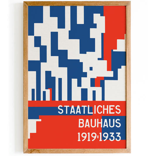 Staatliches Bauhaus Red Blue Poster