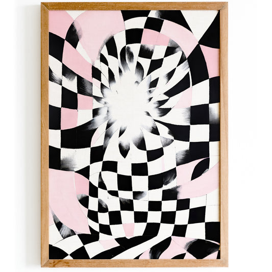 Retro Checkerboard Abstract Art Print