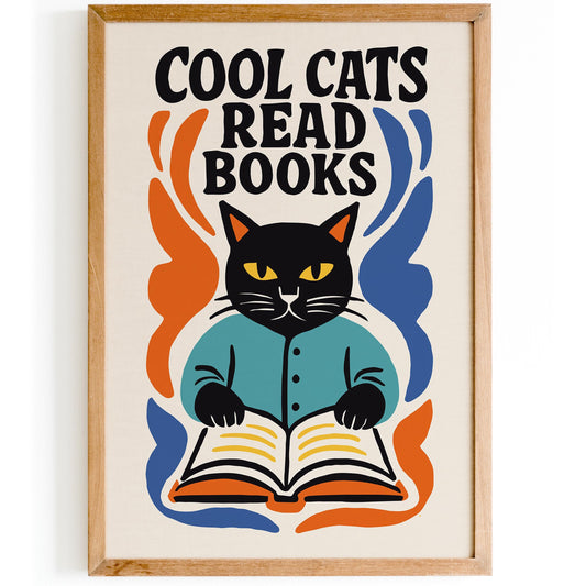 Cool Cats Read Books Poster