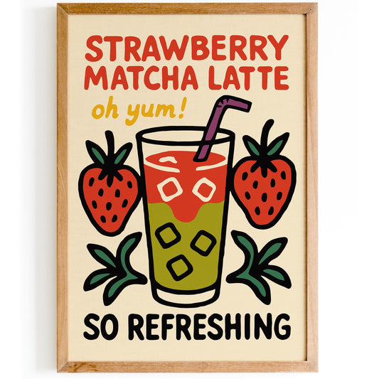 Strawberry Matcha Latte Poster