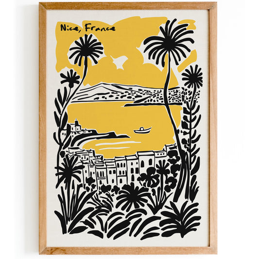 Yellow Nice France Travel Poster