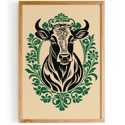 Victorian Cow Portrait Print - Elegant Kitchen Wall Art