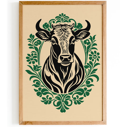 Victorian Cow Portrait Print - Elegant Kitchen Wall Art
