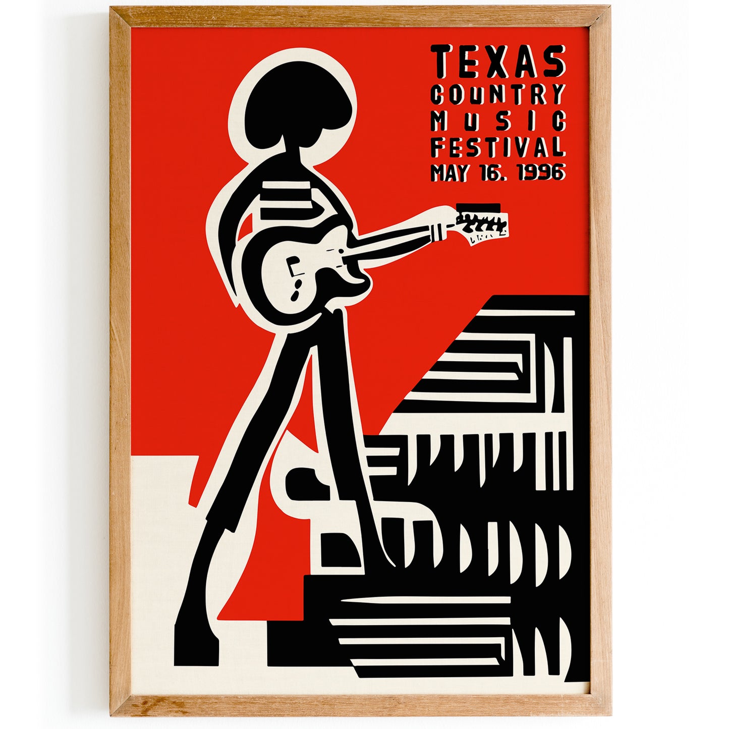 1996 Texas Country Music Festival Poster - Red and Black