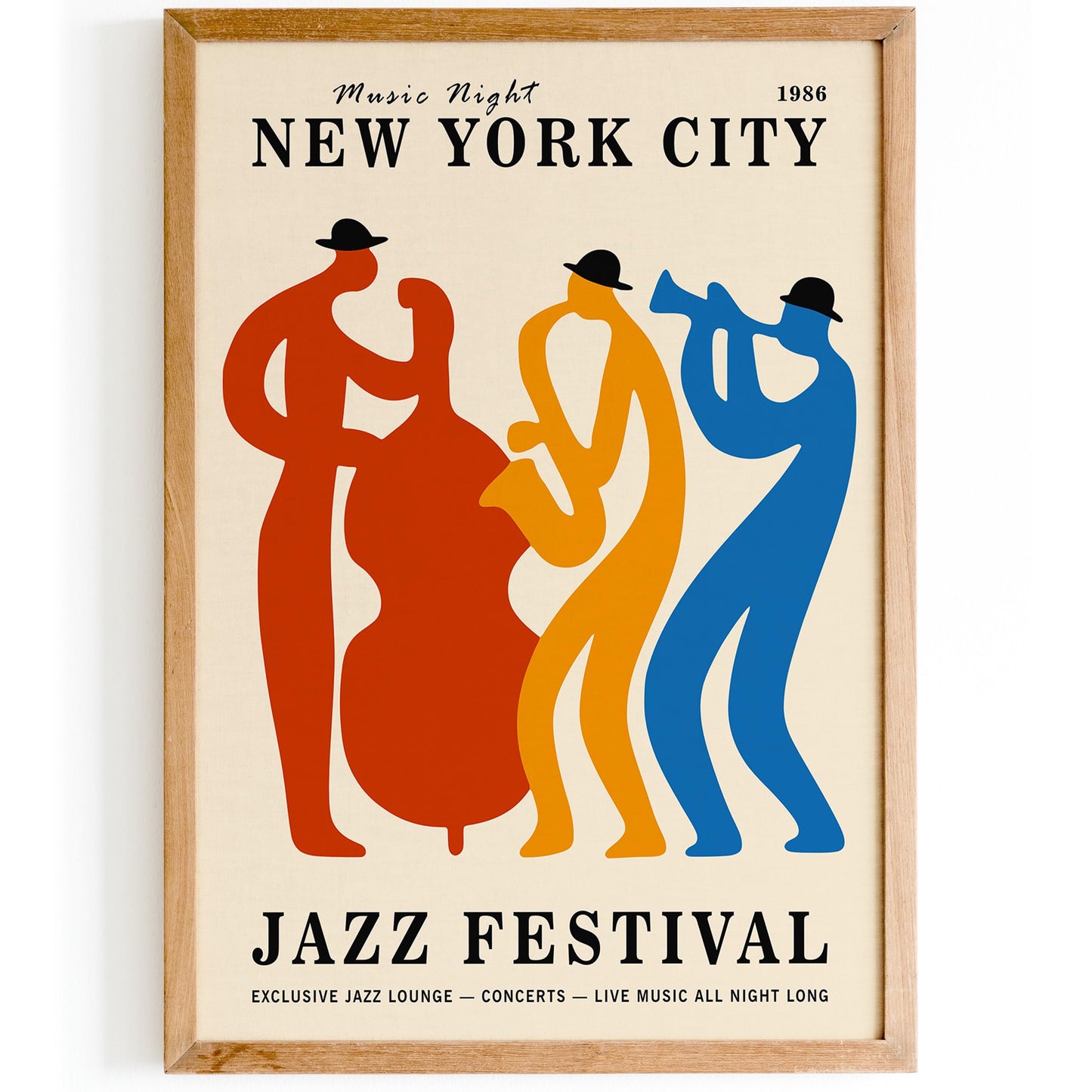 New York City Jazz Festival Poster - Retro Music Wall Art Print