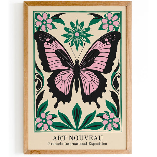 Art Nouveau Butterfly Vintage Art Print