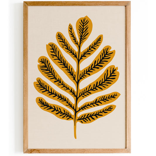 Nature Wall Art, Botanical Poster with Yellow Leaf