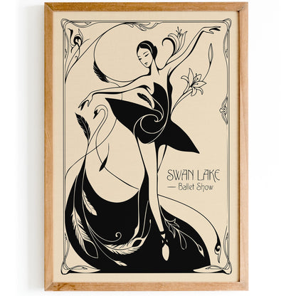 Swan Lake Ballet Art Nouveau Poster