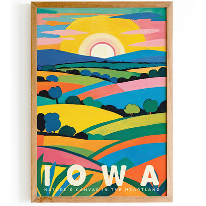 Retro Iowa Travel Art Print - Vintage Style