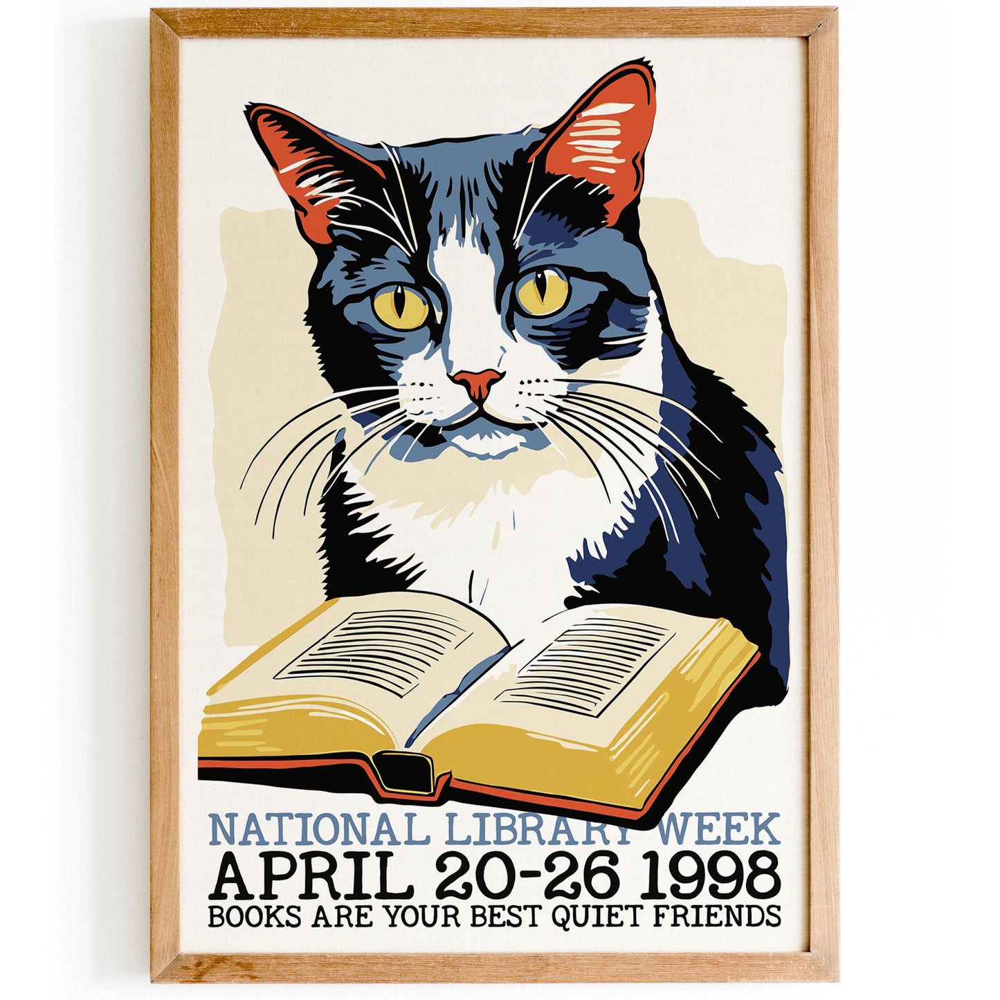 1998 Cat Library Week Poster Print