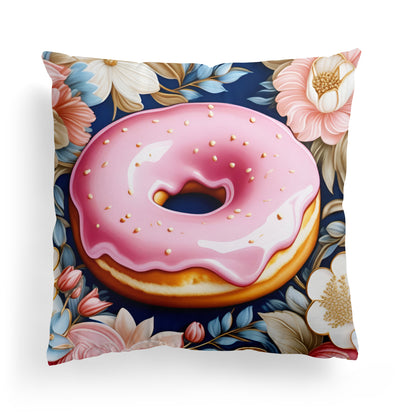 Pink Donut Romantic Throw Pillow