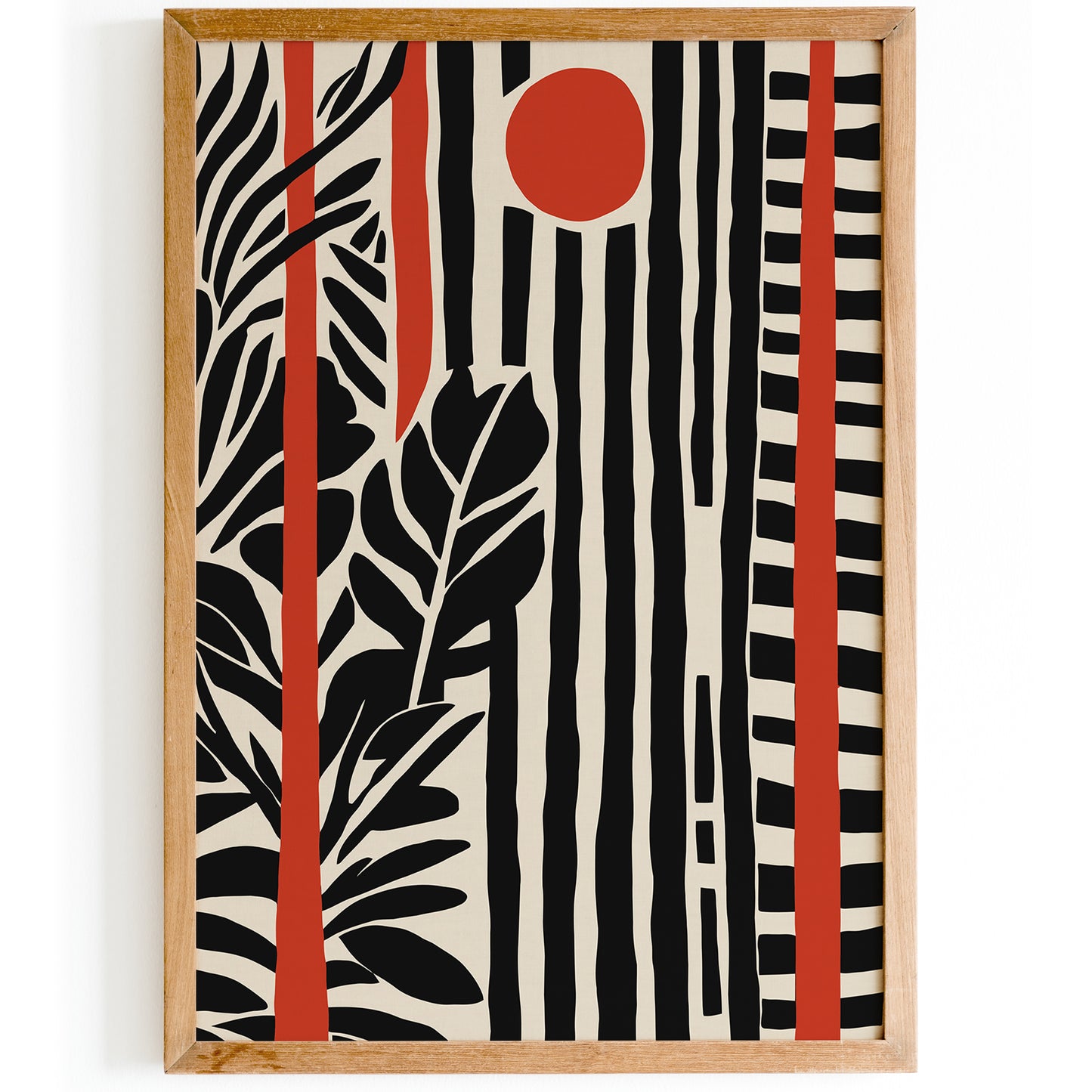 Mid Century Black Striped Art Print