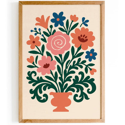 Flowers in Vase Poster - Colorful Wall Art