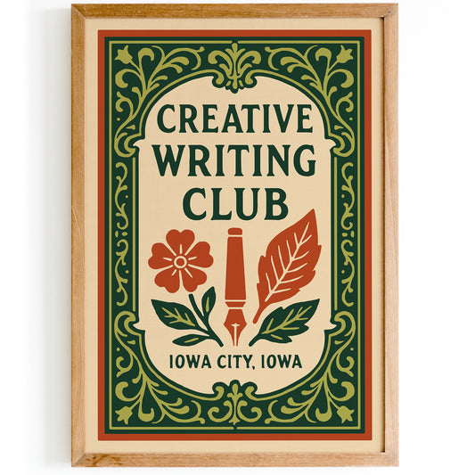 Iowa City Writing Club Poster – Rococo Green Art Print