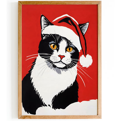 Santa Cat Festive Winter Poster