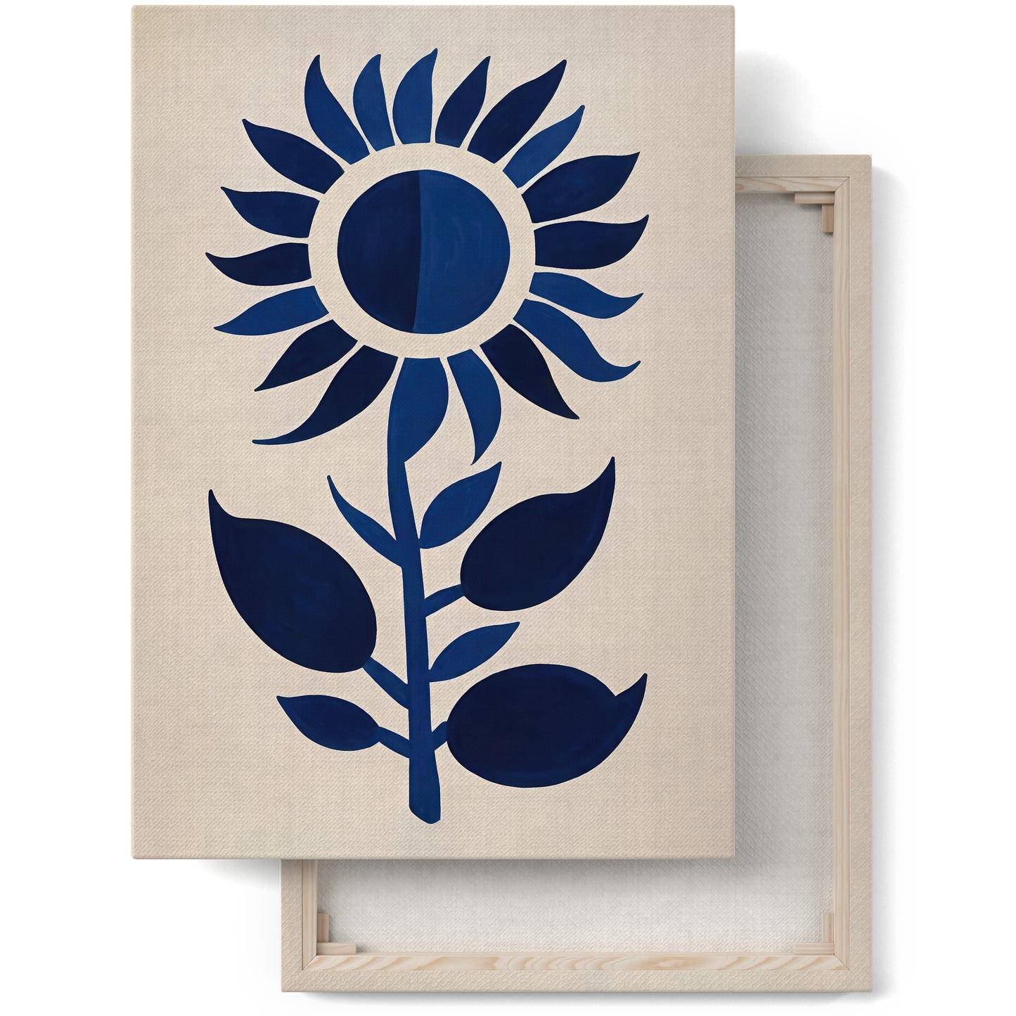 Navy Blue Abstract Flower Canvas Art