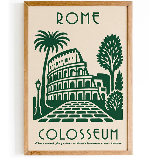 Rome Italy Colosseum Travel Green Poster