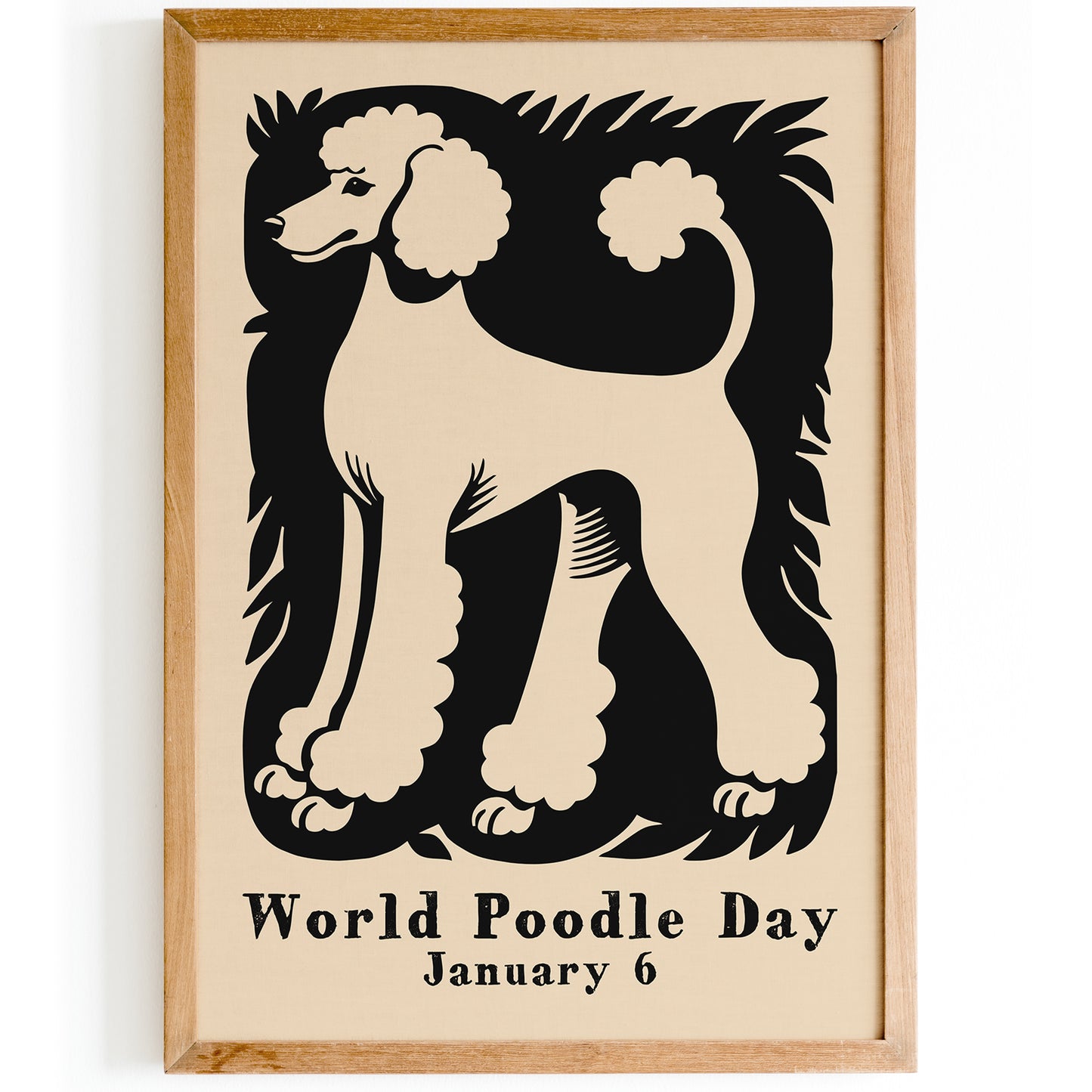 Black and Beige World Poodle Day Art Print