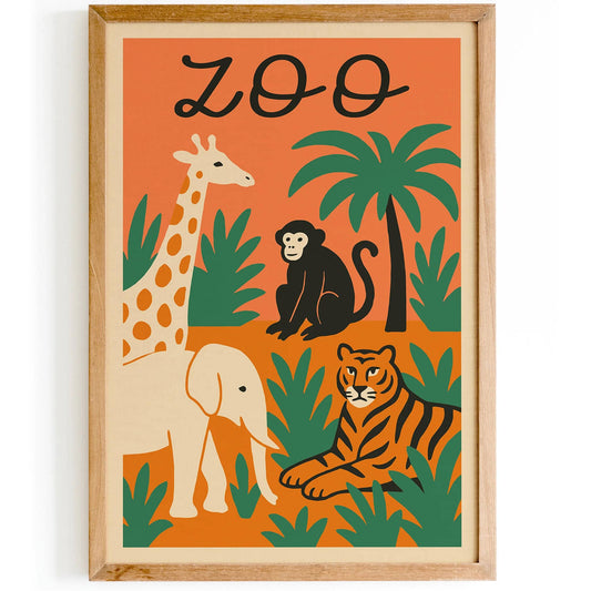 Retro Zoo Poster – Kids Room Wall Art