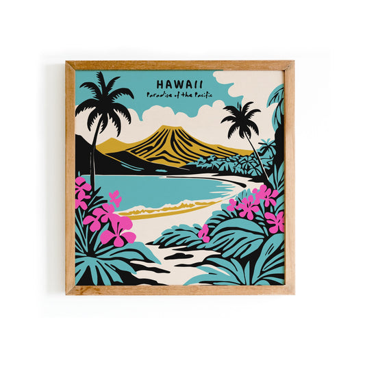 Hawaii Tropical Travel Square Print