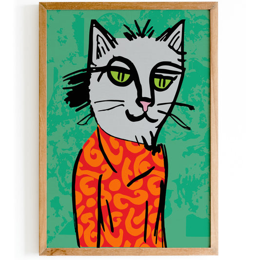 Artistic Quirky Cat Wall Art