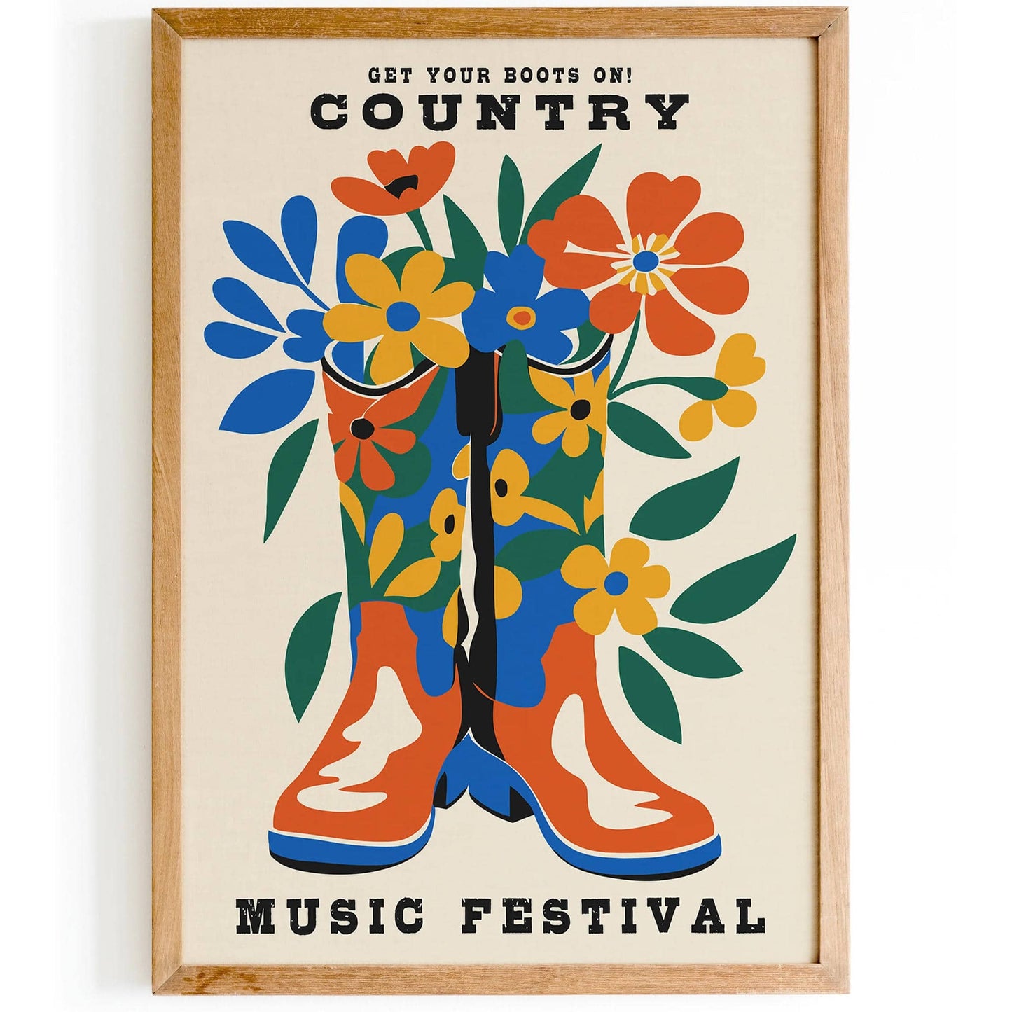 Country Boots and Flowers Poster