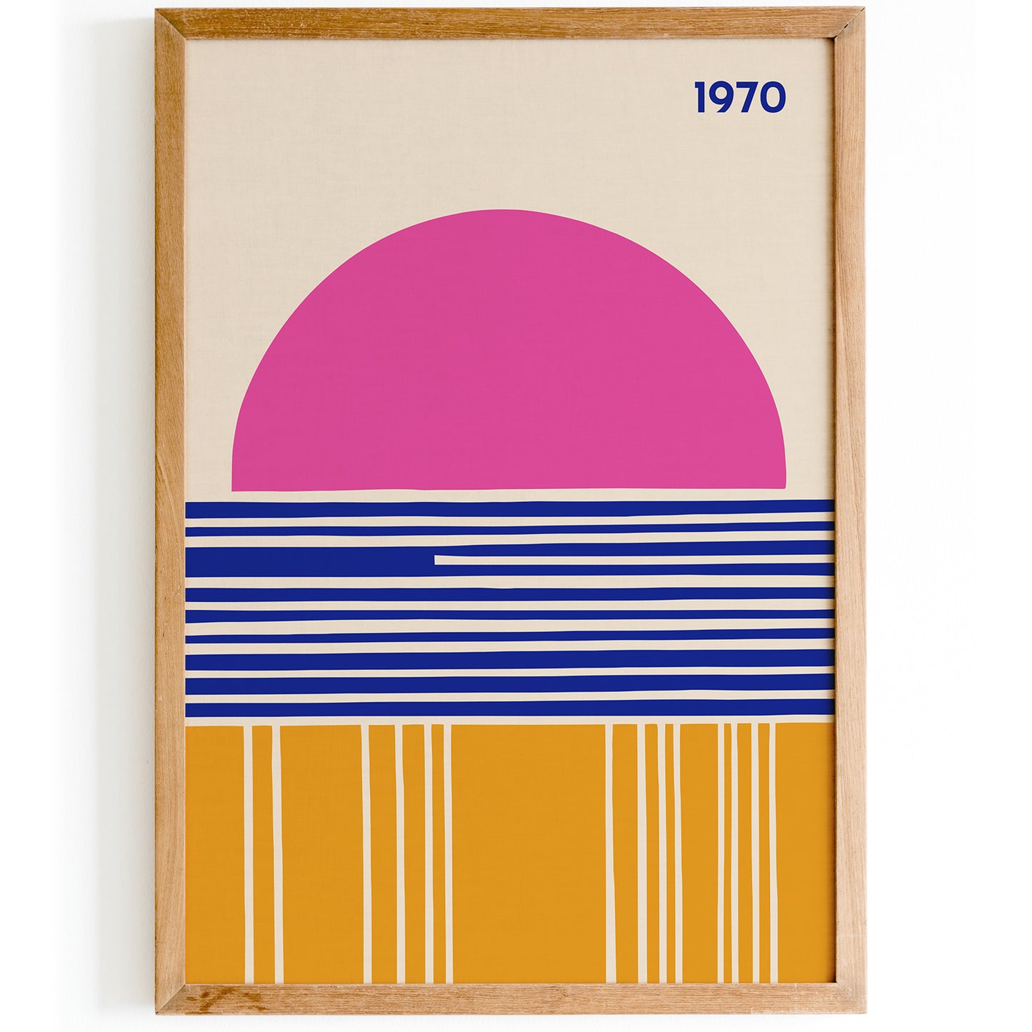 1970 Retro Pink Geometric Sun Poster