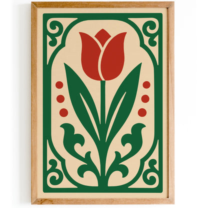 Red Tulip Flower Poster