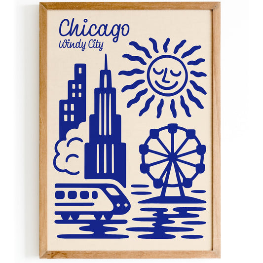 Chicago Windy City Travel Modern Poster