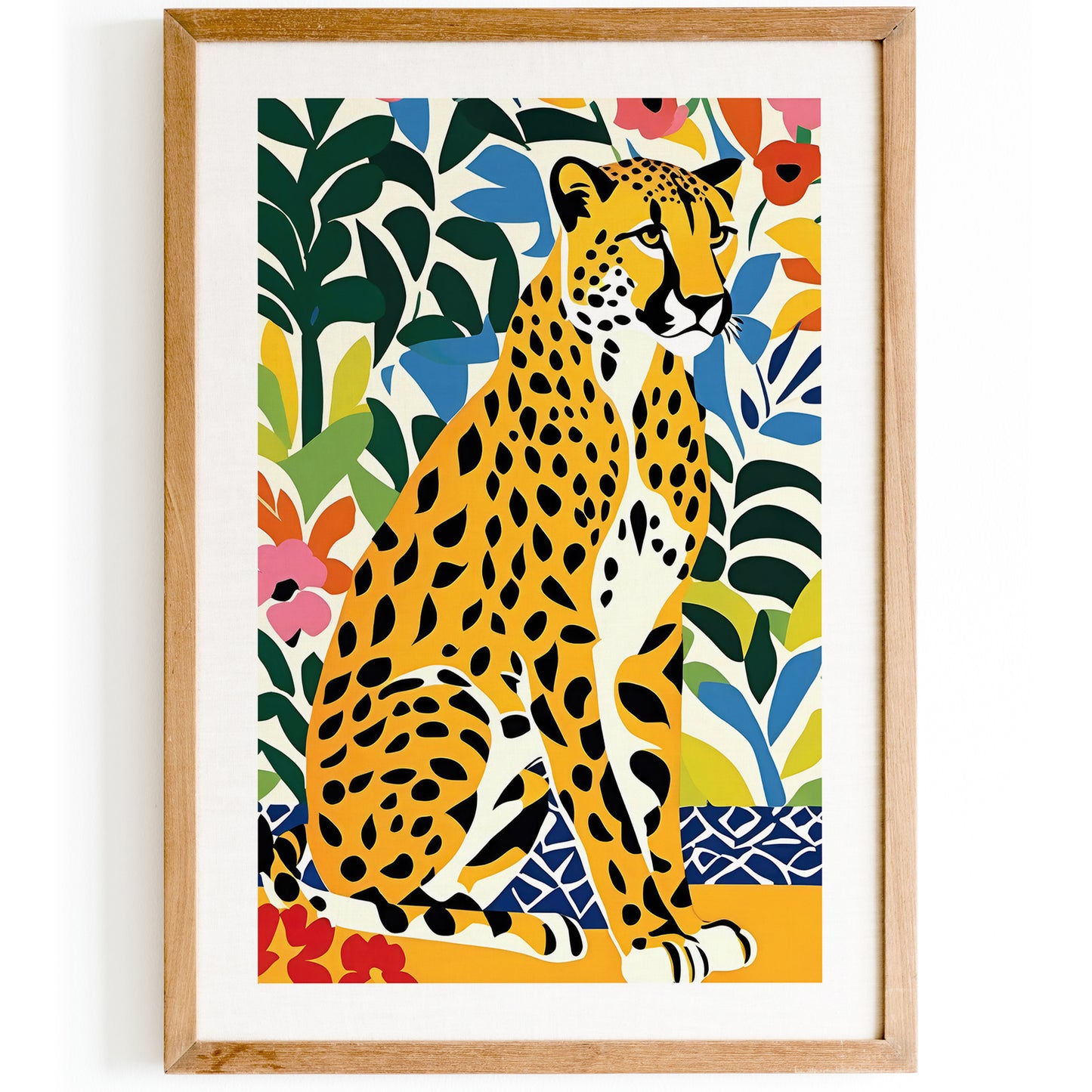 Moody Cheetah in Flowers Poster