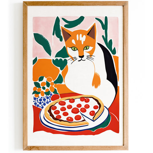 Cat Pizza Wall Art Print