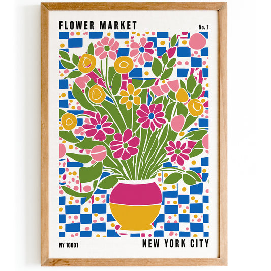 NYC Flower Market Retro Poster