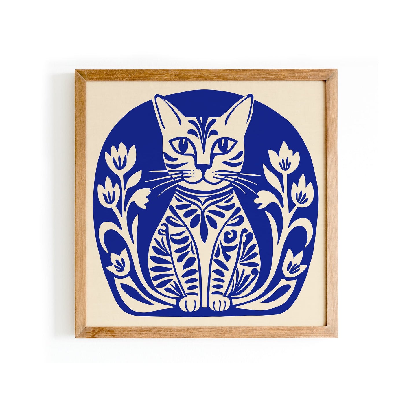 Boho Blue Cat Square Print