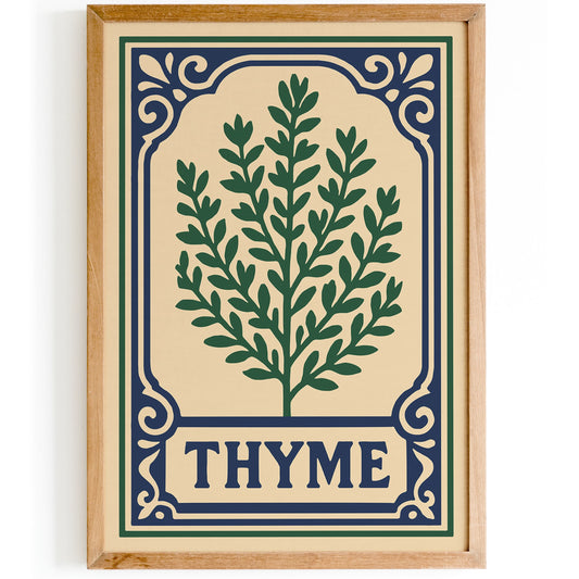 Thyme Herb Poster - Victorian Elegant Art Print for Kitchen