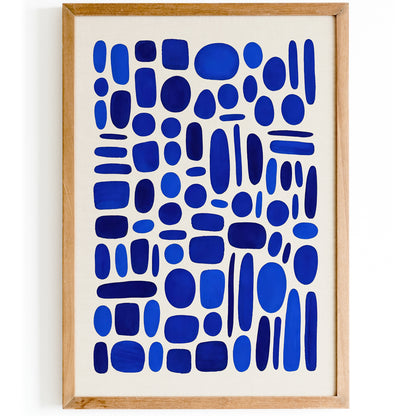 Indigo Blue Mid Century Abstract Art Print