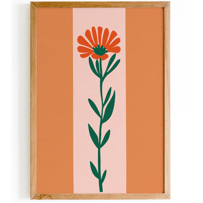 Retro Minimalist Flower Print