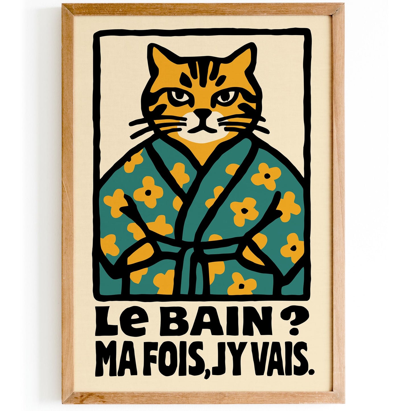 French Bathroom Cat Humor Poster