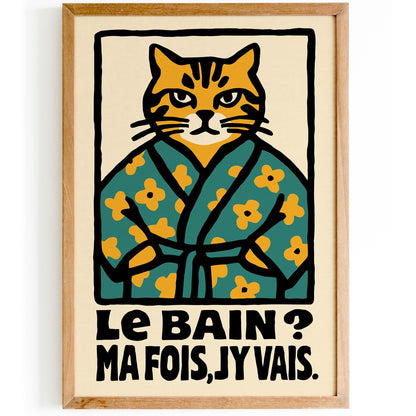 French Bathroom Cat Humor Poster