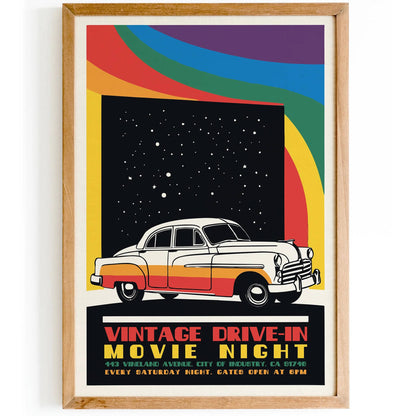 Vintage Drive-In Movie Night Poster