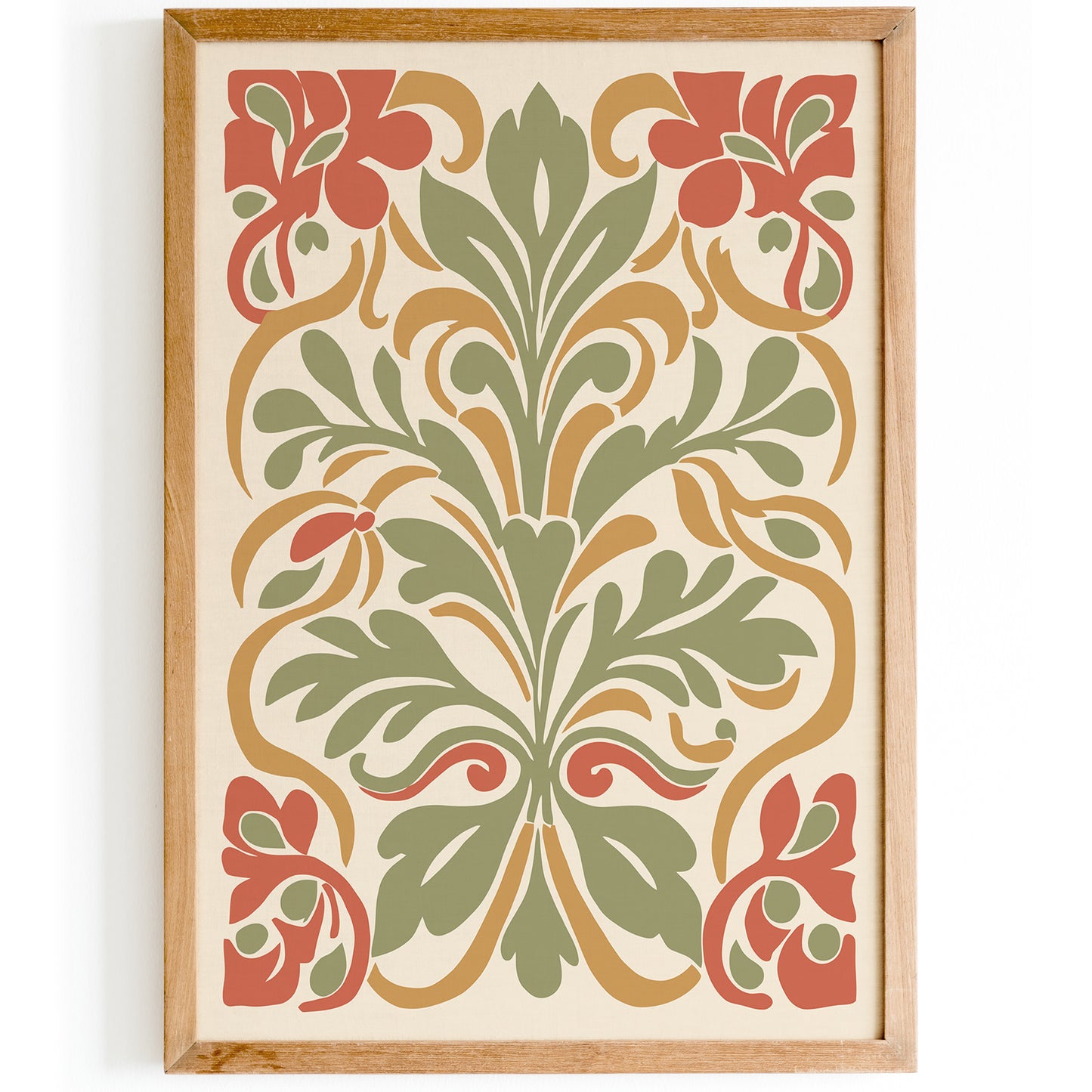 Bohemian Floral Art Print in Neutral Earth Tones