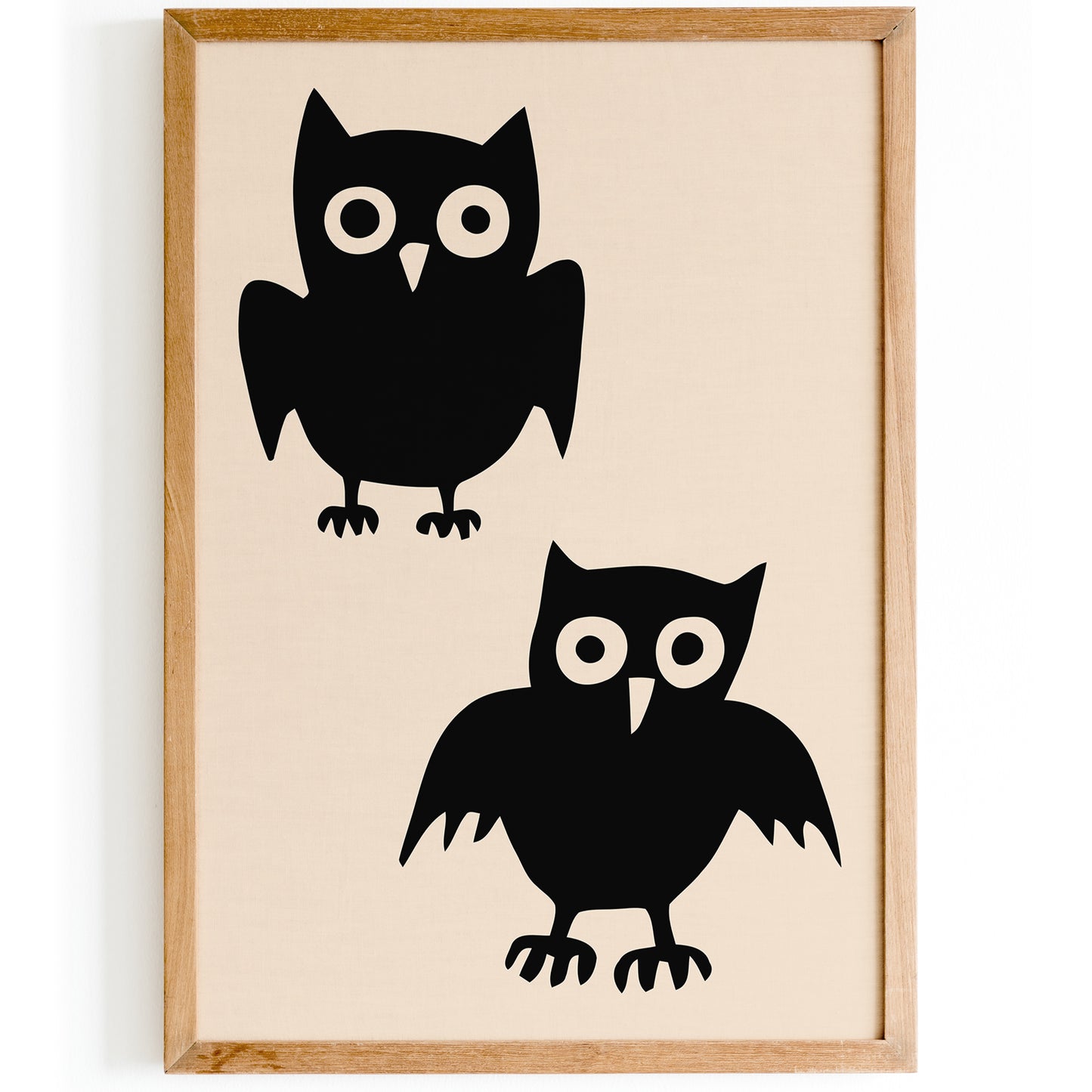 Black Owls Minimalist Funny Art Print