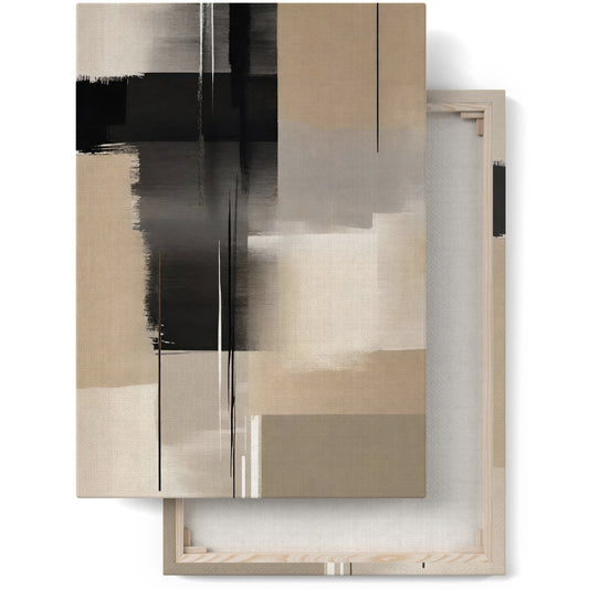 Black and Beige Abstract Canvas Art