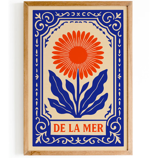 De La Mer Flowers Art Print - Nautical Bohemian Home Decor