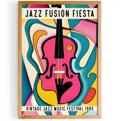 Jazz Fiesta Colorful Violin Poster