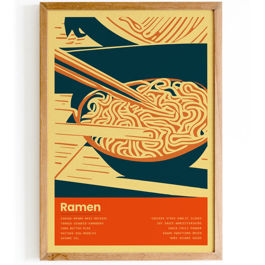 Ramen Noodles Vintage Recipe Poster