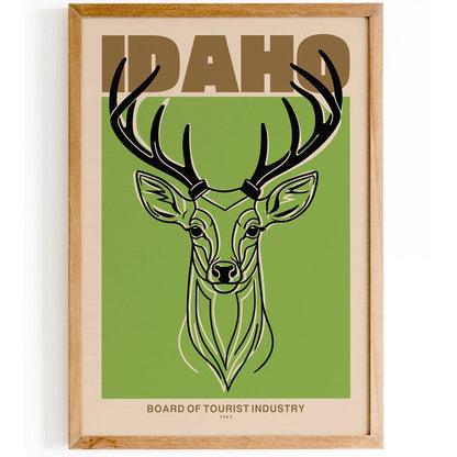Idaho Vintage Deer Travel Poster