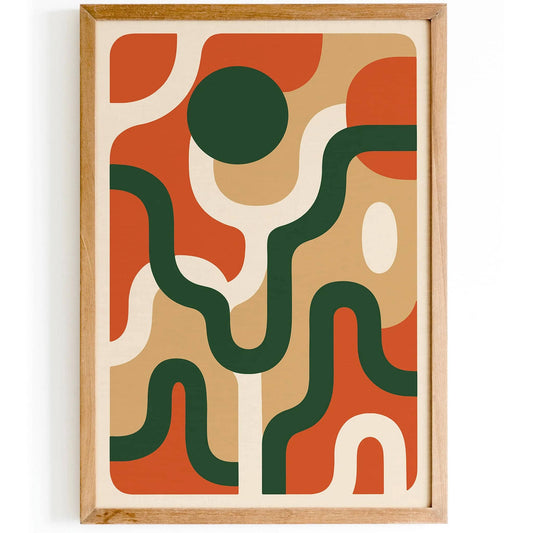 Retro 70s Vibe Abstract Wall Art Print