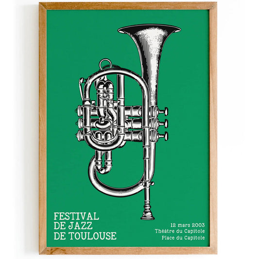 Retro French Jazz Festival Green Poster