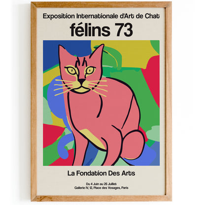 French Cat Exhibition Retro Poster