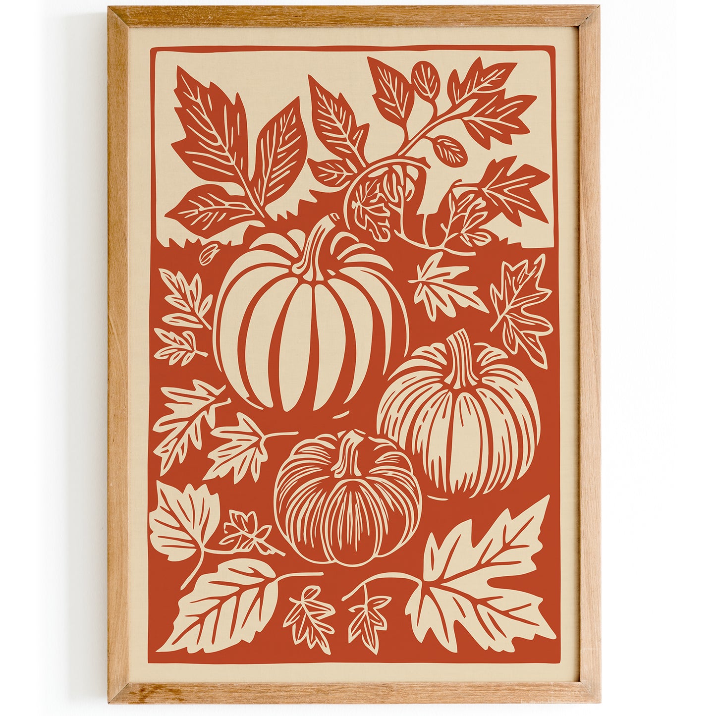 Pumpkin Farm Linocut Wall Art Print